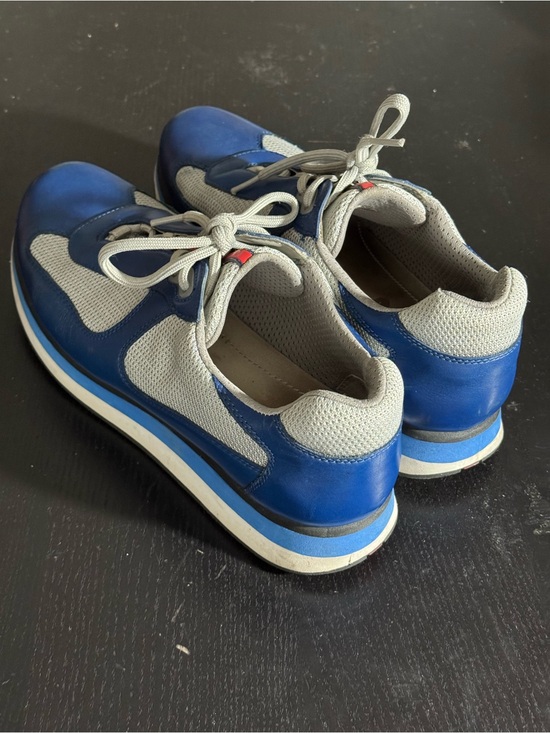 PRADA Blue Gray White Leather Mesh Low Top Lace Up Athletic Sneakers. Sz9.5 main image 8